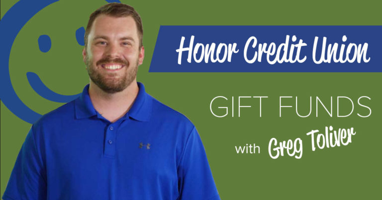 image featuring a green background with white text promoting a blog post about using gift funds to buy a house and a photo of honor mortgage lender greg toliver