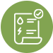 icon of a document with with a check mark in the top right corner