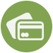 white credit card icon with green background