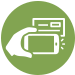 icon of a mobile phone taking a picture of a check