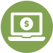icon of a laptop with a dollar sign symbol on the screen
