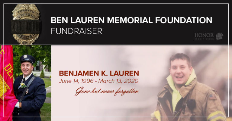 image with text describing ben lauren memorial foundation fundraising efforts with local auto dealerships