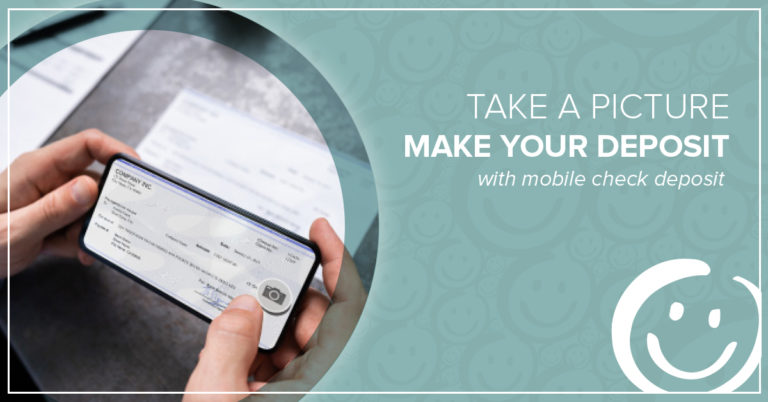 image of a person taking a picture of the front of a check with a smartphone and using mobile check deposit in the honor credit union mobile app