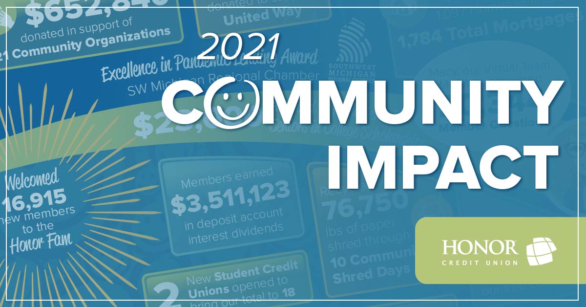 image promoting the 2021 honor community impact report