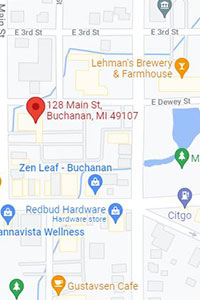 map image showing the location of the new honor credit union buchanan member center