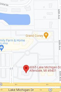 map image showing location of new honor credit union allendale member center