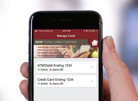 screenshot of a mobile phone showing the card control feature in the honor credit union mobile app
